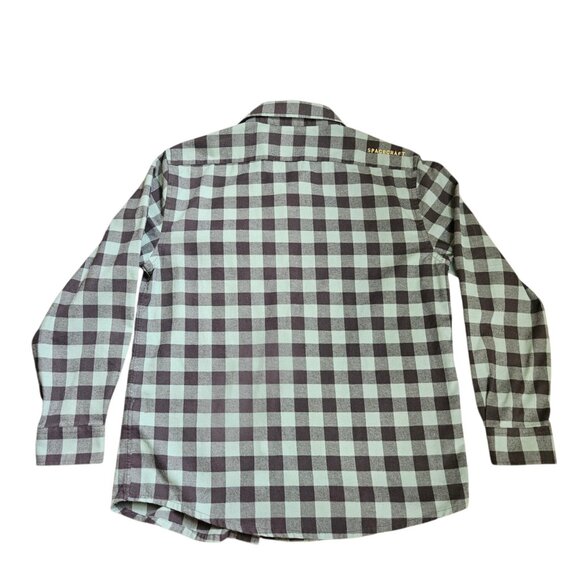 SPACECRAFT Mount Elden Men's Flannel SZ XL Plaid Teal Outdoor Grunge Gorpcore - Picture 3 of 11